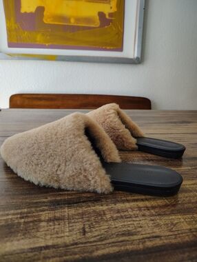 New Jenni Kayne Womens Slip On Pointed Toe Shearling Mules Brown Size 39 9